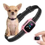 YJWFHPU Anti Bark Collar for Small Dogs, No Shock Bark Collar with Beep & Vibration, 7 Sensitivity Levels, Smart Bark Detection, Rechargeable IP67 Waterproof Bark Collar for Small Dogs 5-30lbs, Pink