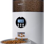 WOPET 4L Automatic Cat Feeder,Timed Dog Feeder Pet Food Dispenser with Desiccant Bag for Dry Food,Programmable Portion Control & Voice Recorder for Small/Medium Pets (4L, Grey)