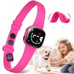 SLAYKAM No Bark Collar with Silicone Strap, No-harm Dog Bark Collar, Bark Collar for Small Medium Large Dogs, Fashionable and Light-Weight Bark Collar with Beep&Vibration Modes, 8 Sensitivity, Pink