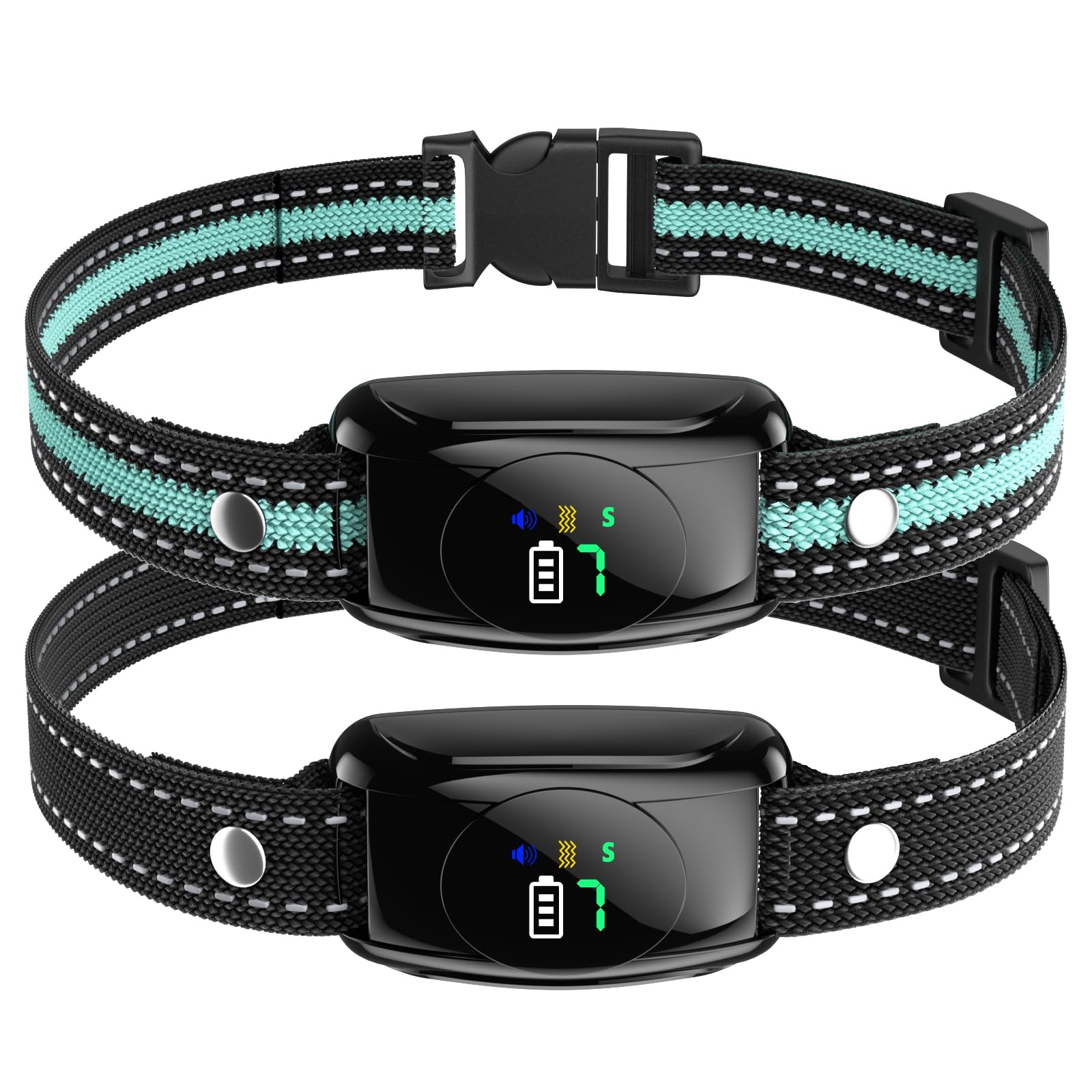 Version 1.0.0 2 Pack Dog Bark Collar with Beep Vibration for Medium Large Dogs 15-120LBS | Rechargeable Bark Collar with 3 Modes - 5 Beep, Vibration & 7 Sensitivity, IPX7 Waterproof Barking Collar Indoor Outdoor Use - Image 1