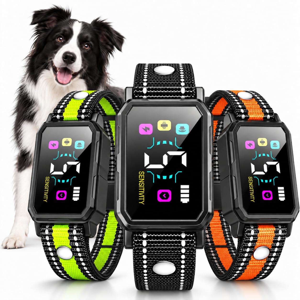Version 1.0.0 3 Pack Dog Bark Collar, Automatic Bark Collar for Dogs, Rechargeable Smart Anti Barking Collar with Beep Vibration and Static, Adjustable Sensitivity, No Bark Collar for Small Medium Large Dogs - Image 1