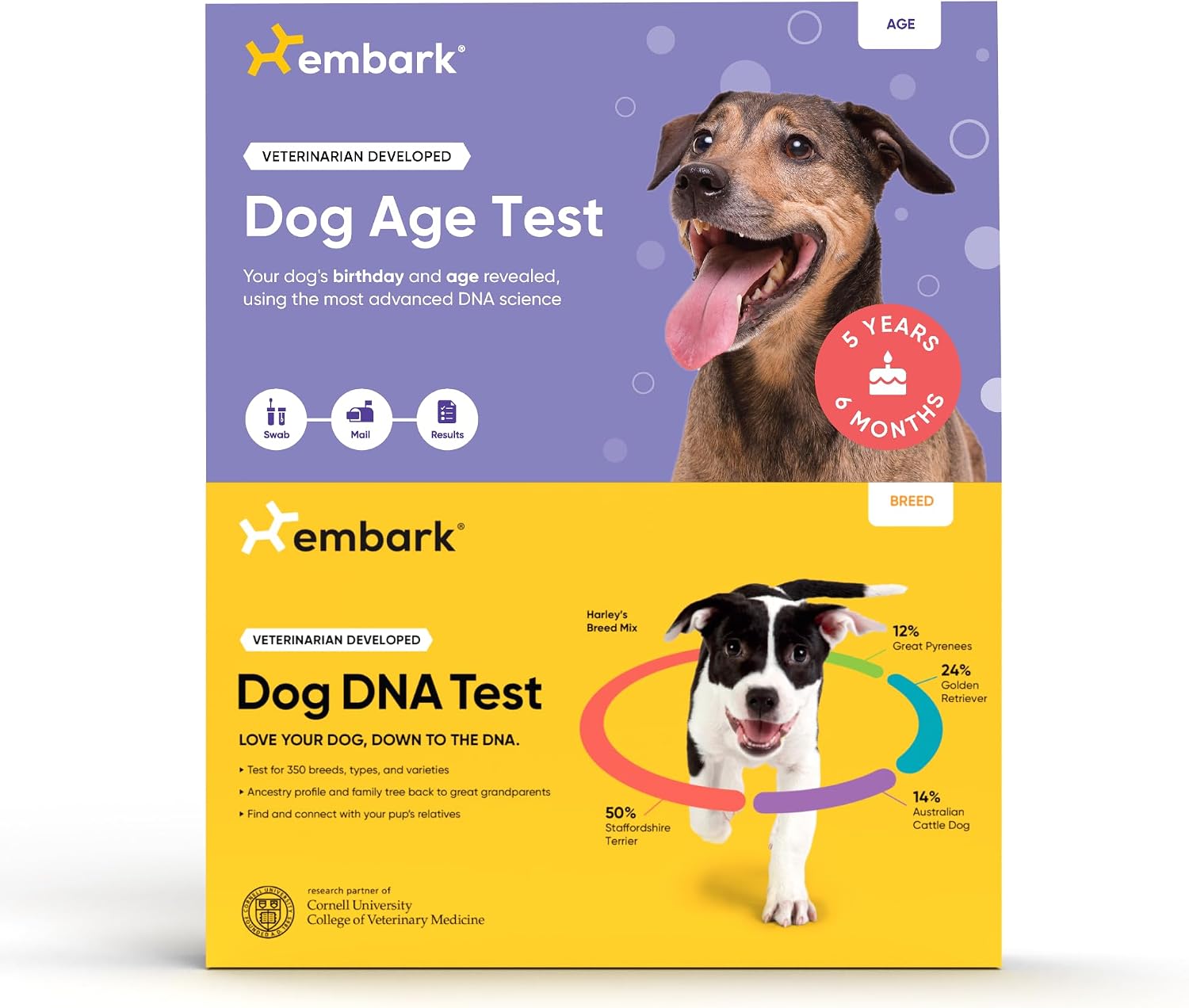 71nm0AhFSOL._AC_SL1500_.jpg Embark Breed Identification Dog DNA Test & Dog Age Test Bundle - Discover Breed, Ancestry, Relatives - Image 1