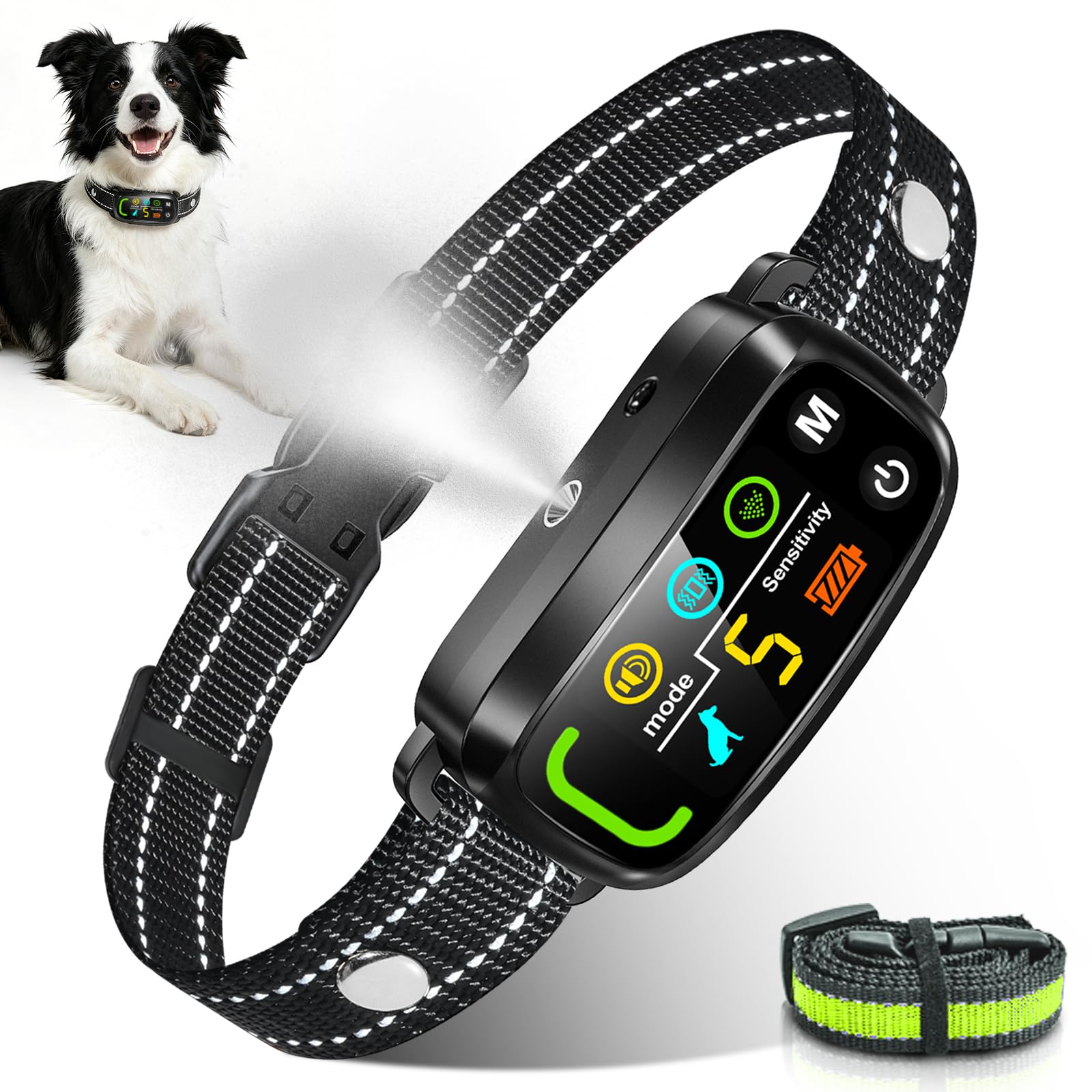 Version 1.0.0 Citronella Bark Collar for Dogs, 5 Training Modes & Levels, No Spray Refill | Anti Barking Training Collar, beep/vibration/spray modes, IP65 waterproof, for S/M/L Citronella Dog Collar, with 2 straps - Image 1