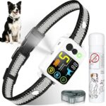 Citronella Bark Collar Spray Dog Collar, 5 Modes & Levels, 1*Spray Refill | Anti Bark Training Collar, beep/vibration/spray 5 modes, IP66 waterproof, for S/M/L Citronella Dog Collar,with 2 straps Grey