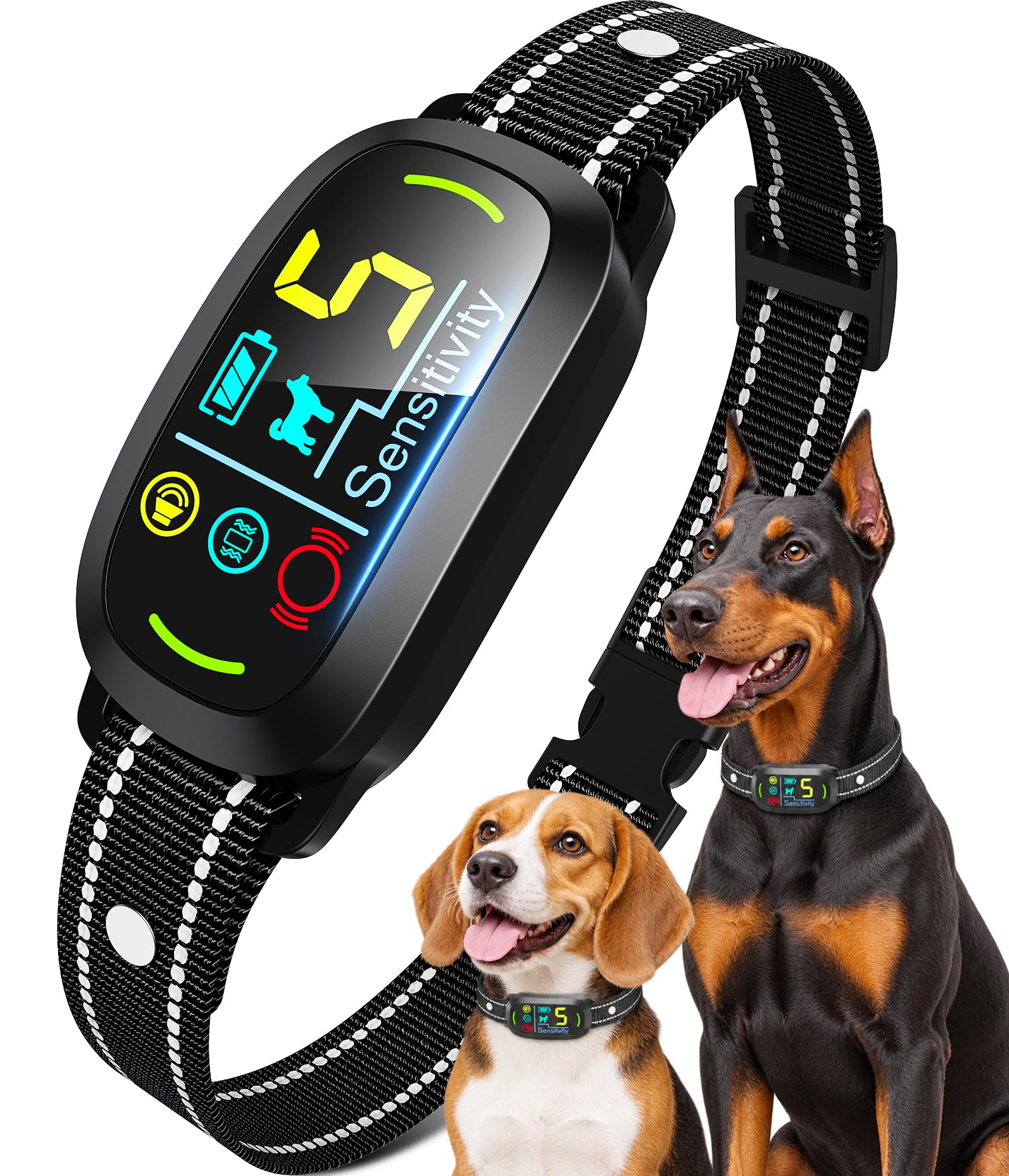 Version 1.0.0 Oliry Smart AI Bark Collar for Small Medium Large Dogs, Anti Barking Device with 5 Modes, Exclusive Forced Bark-Stopping, Rechargeable IP67 Waterproof Bark Collar with 5 Sensitivity, Jet Black - Image 1