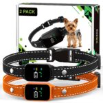 Bark Collar for Dogs, 2Pack Small Anti Barking Collar | 5-60LBS Small Medium Dogs, IPX7 Waterproof, Rechargeable Training Bark Collar, 3Modes, 5Beep, 7Level Sensitivity Black Orange