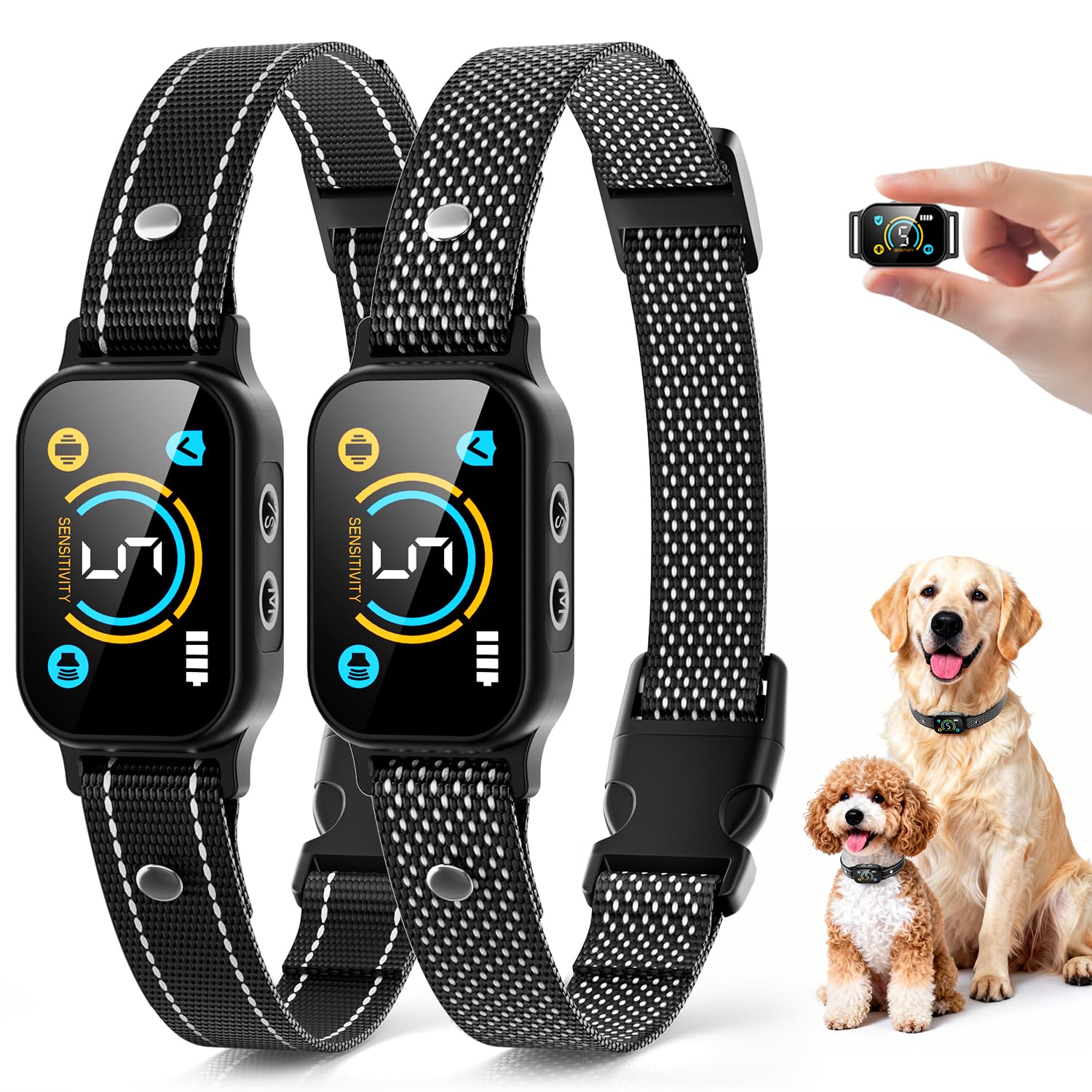 Version 1.0.0 2 Pack Bark Collar, Smart Dog Bark Collar for Large Medium Small Dogs, Rechargeable Ultra-Light Training Collar with Beep Vibration, Anti Barking Device with 5-Level Sensitivity (Black) - Image 1