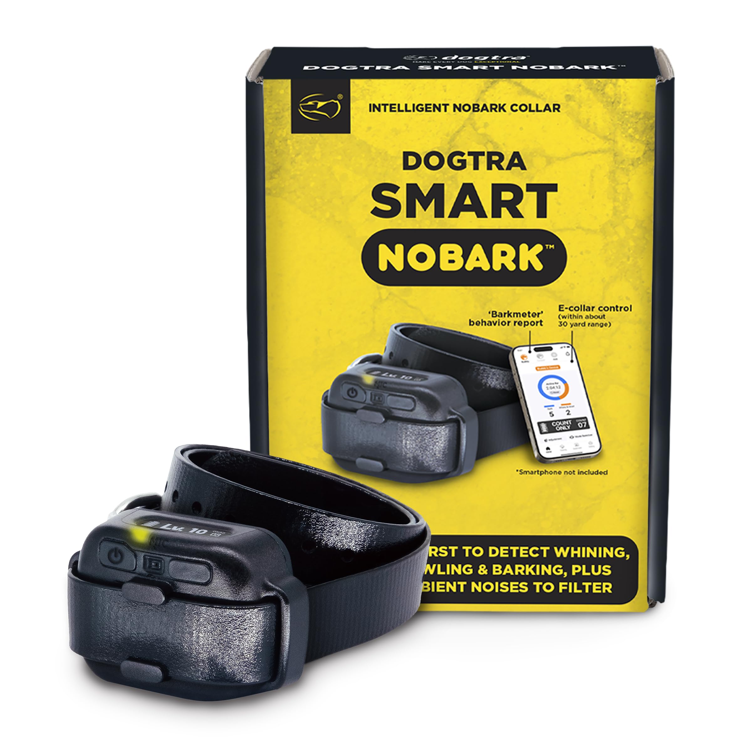 Version 1.0.0 Dogtra Smart NOBARK Detects Whining and Barking, 33 ft Range App for Notifications, E-Collar, Behavior Report, Waterproof IPX9K, Compact Size for 10 lb Dogs, Triple Detection Accuracy - Image 1