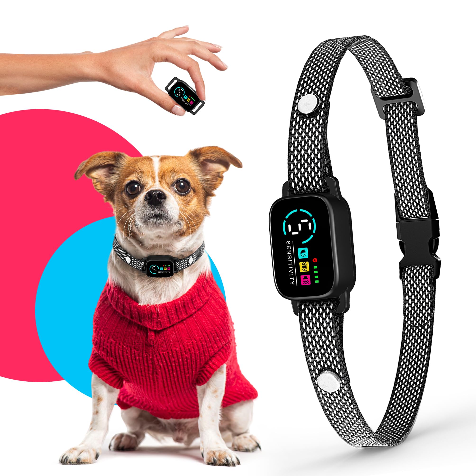 Version 1.0.0 Bark Collar for Small Dogs 8-40 Ibs - No Shock Anti Barking Collar with Al Chip - 3 Modes & 5 Sensitivity Levels - Waterproof, Rechargeable, Magnetic Charging - Humane, Effective Training (Black) - Image 1