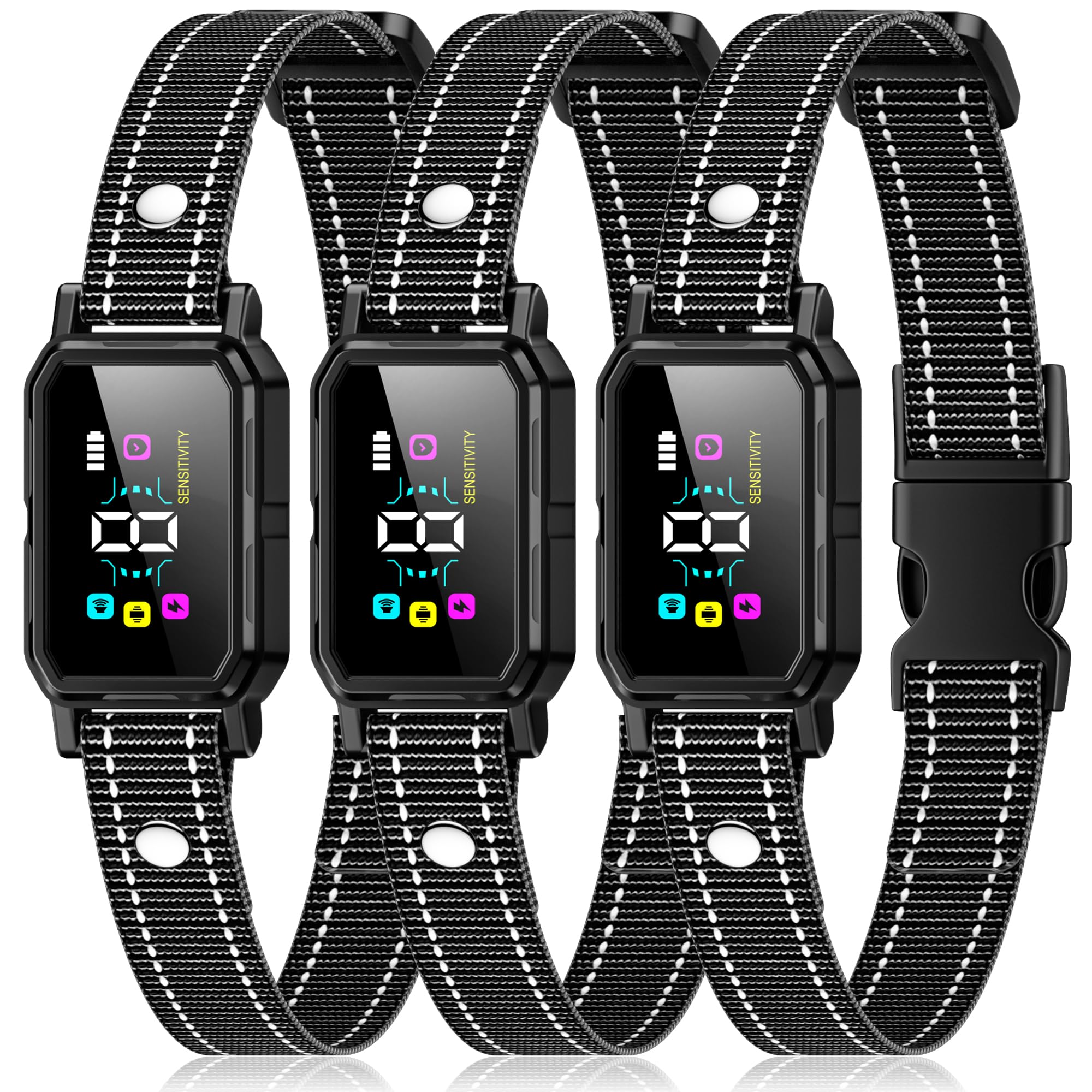 Version 1.0.0 3-Pack Dog Bark Collar for Large Dog 8-120Lbs Medium Small Dog Barking Collar with 5 Adjustable Sensitivity Beep Vibration Harmless Shock Anti Bark Device - Image 1