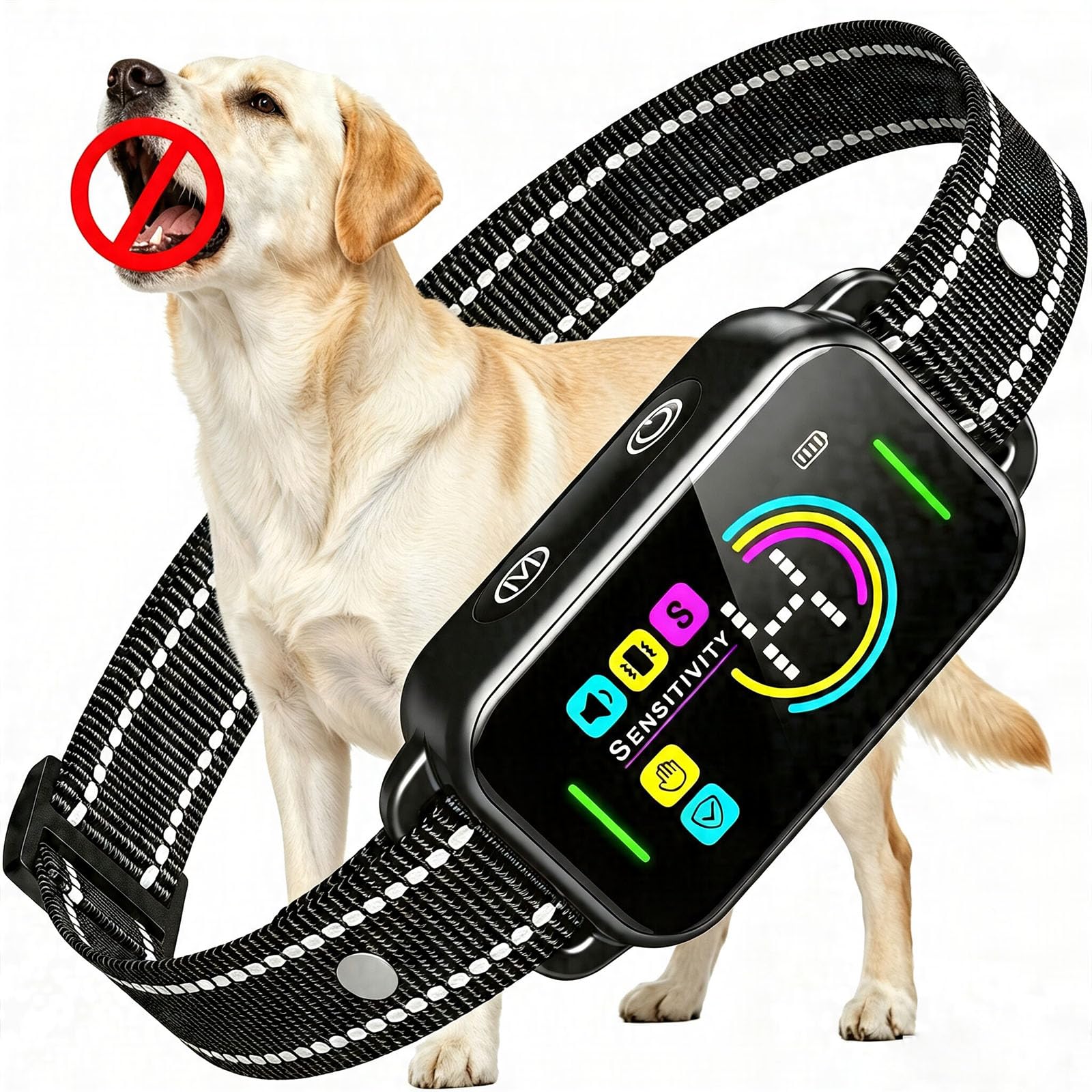 Version 1.0.0 Bark Collar for Large Medium Small Dogs - Smart AI 1S Stop Barking, Anti Barking Device & Dog Training Collar with Beep, Vibration | IP67 Waterproof 8-Level Sensitivity -Jet Black - Image 1