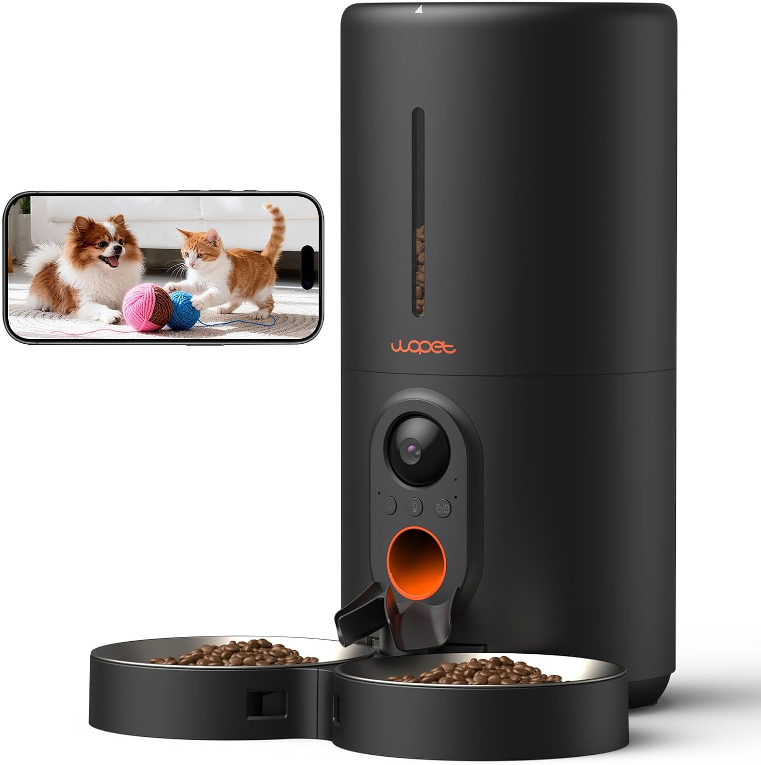 WOPET HV10DP WOPET HV10DP Heritage View Automatic Cat Feeder Dual Bowls with Camera - Image 1