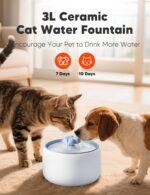 [Blue] WOPET W03L 3L Premium Ceramic Cat Water Fountain, 3L/101oz Ultra-Quiet Pump - Image 2